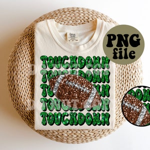 Faux Sequin - Faux Glitter - PNG file - Football Touchdown - Green