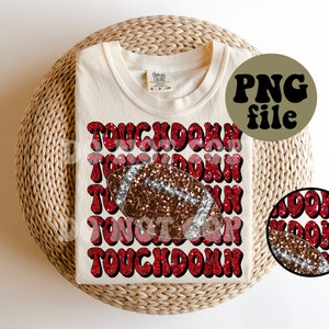 Faux Sequin - Faux Glitter - PNG file - Football Touchdown - Red