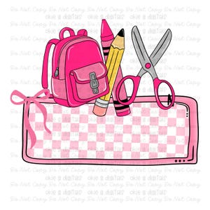 Girly Back to School Name Plate PNG - Kids Name Plate Design - Add Your Own Name