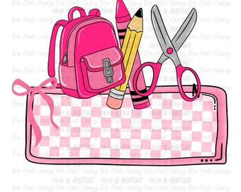 Girly Back to School Name Plate PNG - Kids Name Plate Design - Add Your Own Name