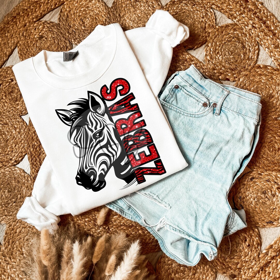 Zebras School Mascot PNG, Black Faux Glitter, Red/black Team Colors ...