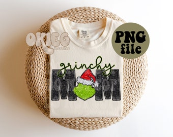 Faux Embroidery - Faux Glitter - Christmas PNG file - Green Man - GMom