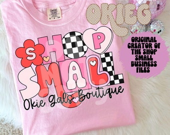 Shop Small CUSTOM Business Name Grafik | PNG | Retro Valentinstag Grafik