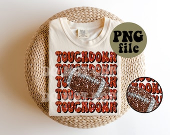 Faux Sequin - Faux Glitter - PNG file - Football Touchdown - Orange