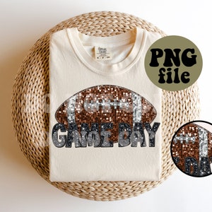 Faux Embroidery | Faux Glitter | Game Day Football - PNG File