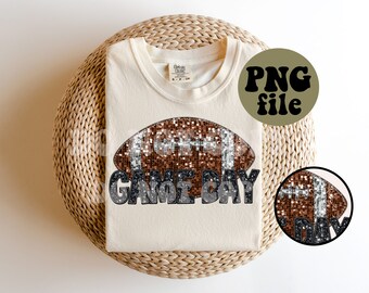Faux Embroidery | Faux Glitter | Game Day Football - PNG File