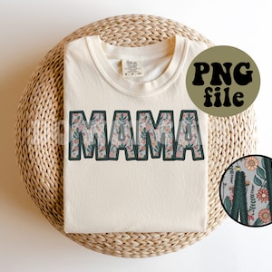 Faux Embroidery - Dark Floral - Mama PNG File