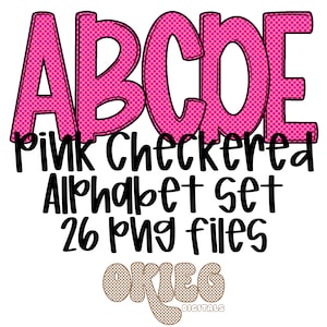 Pink Checkered Alpha - Alphabet Set - Alphabet PNG