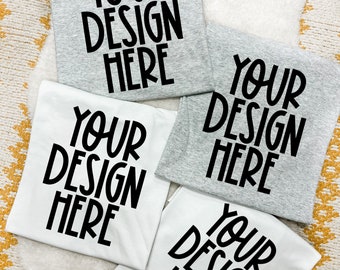 Gildan Dryblend Mock Up - Flat Lay - Blank Mock Up - Ash Grey & White