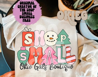 Shop Small CUSTOM Business Name Graphic | PNG | Retro Christmas Graphic