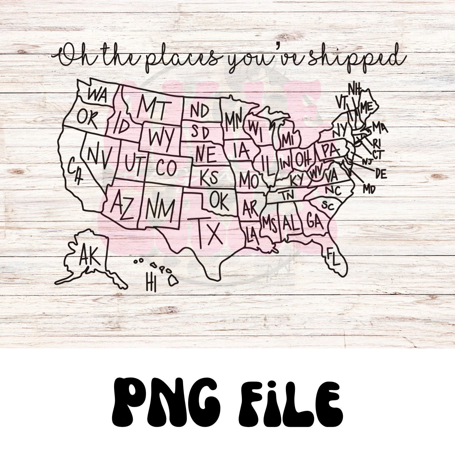 Places Ive Shipped Map PNG File - Etsy