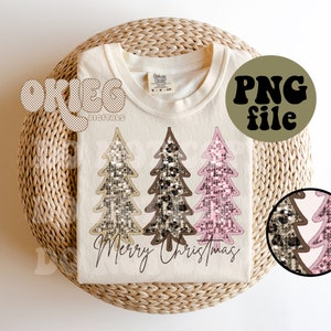 Christmas PNG file - Merry Christmas - Faux Embroidery - Faux Sequins