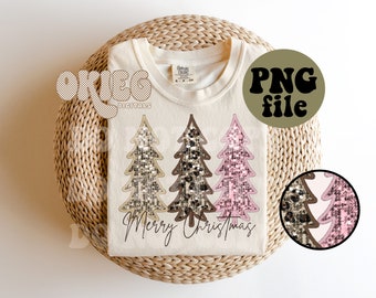 Christmas PNG file - Merry Christmas - Faux Embroidery - Faux Sequins