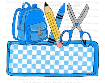 Placa de nombre de regreso a clases PNG - Diseño de placa de nombre para niños - Agrega tu propio nombre