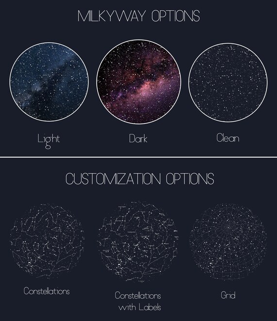 Carte étoile Personnalisée Véritable Nuit Ciel Carte Du Ciel Nuit Affiche Constellation Carte De La Constellation Cadeau Personnalisé