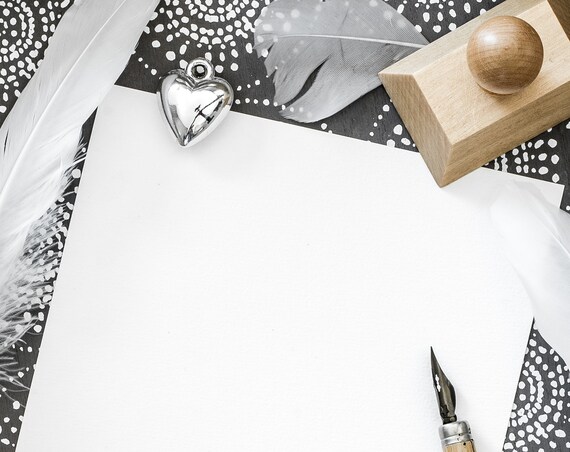 Letter Mockup Flat Lay Photo Stock Photo