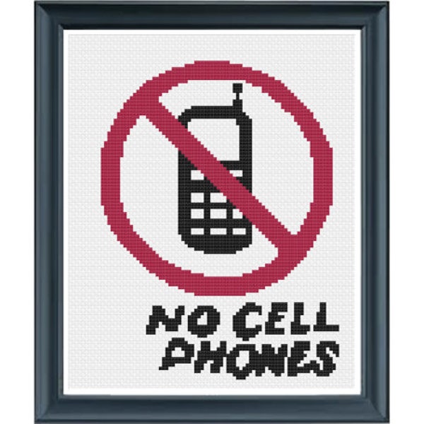 No Cell Phones Cross Stitch Pattern