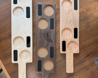 Personalized Cork-Lined Flight Paddle | Walnut, Cherry, Maple (Custom Engraved)