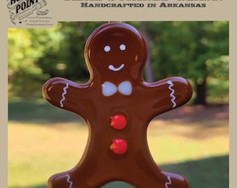 Handmade Fused Glass Gingerbread Man Ornament | Kiln-Fired Christmas Decoration (Wye, Arkansas)