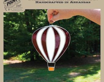 Handmade Stained Glass Hot Air Balloon Suncatcher | 6x7 Window Decor (Custom Color)