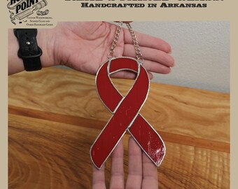 Handmade Stained Glass Awareness Ribbon Suncatcher | Custom Color Available