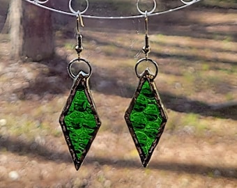 Handmade stain glass earrings - Diamond shape - various colors