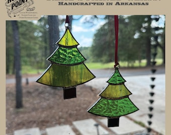 Handmade Stained Glass Christmas Tree Ornament | 3-Tier Green Holiday Decor