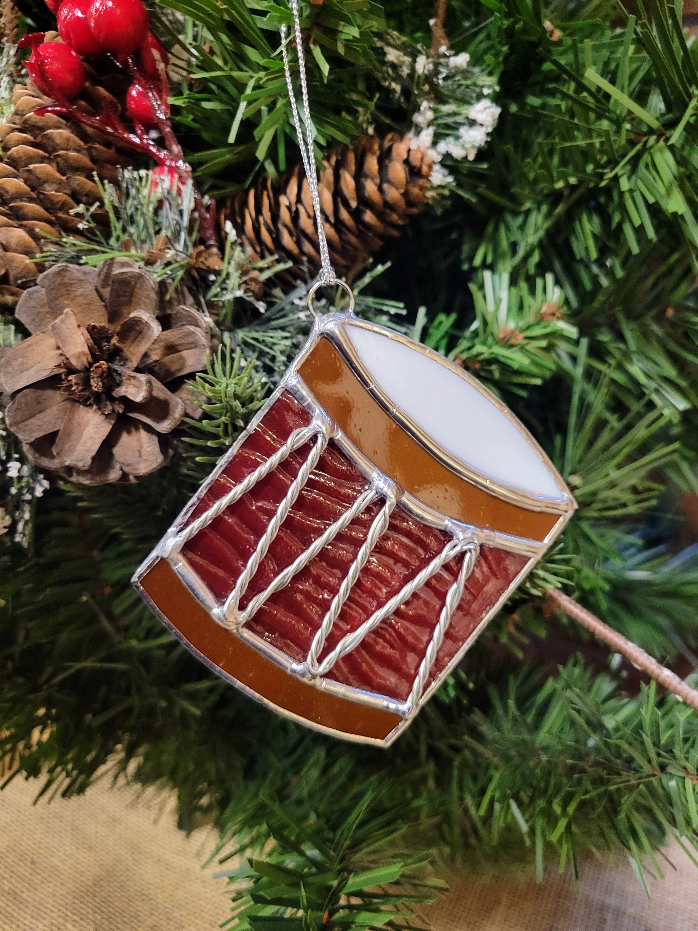 Handmade Stained Glass Drum Christmas Ornaments Etsy