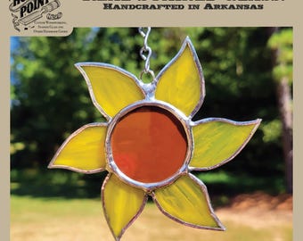 Handcrafted Stained Glass Sunflower Suncatcher | Botanical Window Hanging Decor | Flower Gift for Nature Lovers