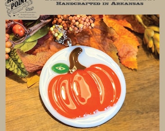 Handmade Fused Glass Pumpkin Suncatcher | Stained Glass Fall Decor (3.5" Diameter)