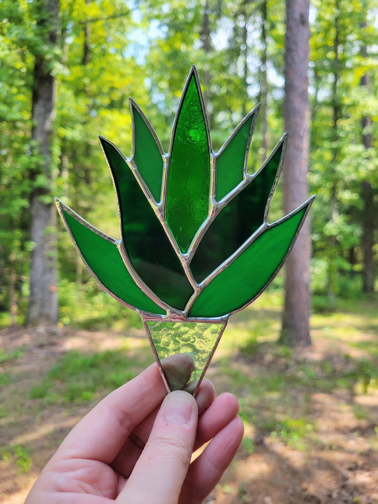 Stained Glass Agave Plant Stake Etsy