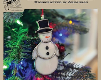 Stained Glass Snowman Christmas Ornament | Custom Face Winter Decor | Personalized Holiday Ornament | Gift Ready