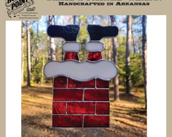 Funny Stained Glass Santa Stuck in the Chimney - A Festive Delight for Your Holiday Decor