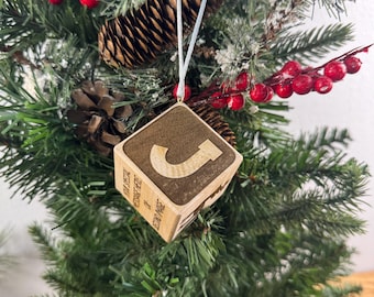 Personalized Wooden ABC Block, Baby's First Christmas Ornament