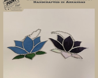 Handcrafted Stained Glass Lotus Suncatcher – Art Glass Window Hanging, Sacred Space Decor