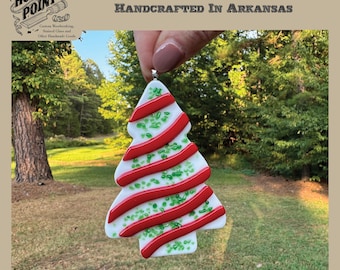 Fused Glass Snack Cake Christmas Tree Ornament | Nostalgic Holiday Decor