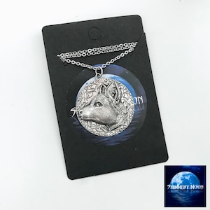 Médaillon tête de renard - Inspiré de la roue du temps - Pendentif en argent sterling