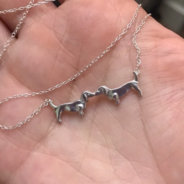 Sausage Kisses - Sterling Silver Dachshund Necklace