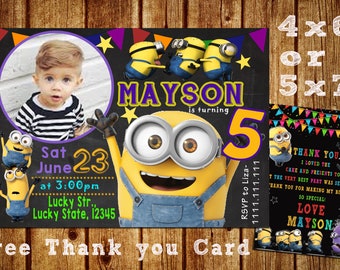 minion invitation etsy