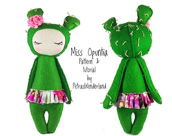 PDF Felt Doll  Sewing Pattern and Tutorial, Toys Hand Sewing, Cactus Pattern, Felt Cactus Soft Doll, Easy Pattern Diy Doll Patterns