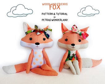 PDF Fox Sewing Pattern and Tutorial – Woodland Stuffed Animal, e pattern DIY Doll Cloth Doll Pattern Fox Pattern Easy Instant Download