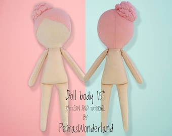 PDF Sewing Tutorial for Cloth Doll Pattern 15”, Soft Doll Pattern, Doll Sewing Pattern pdf Blank Body Rag Doll Body Easy Pattern DIY Doll