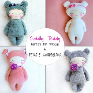 PDF Sewing Tutorial for Stuffed Animal Pattern, Cuddly Teddy 14“ KawaiiPattern Easy Pattern Diy Sewing, Rag Doll Pattern, Cloth Doll Pattern