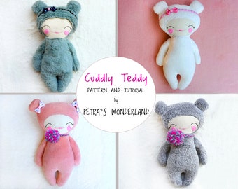 PDF Sewing Tutorial for Stuffed Animal Pattern, Cuddly Teddy 14“ KawaiiPattern Easy Pattern Diy Sewing, Rag Doll Pattern, Cloth Doll Pattern
