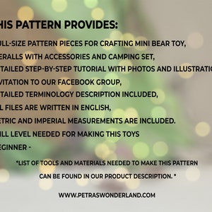 PDF Mini Teddy Bear Stuffed Animal Doll with Miniature Camping Tent Set Sewing Pattern and Tutorial Bundle, Beginner Skill Level, Diy Gift image 7