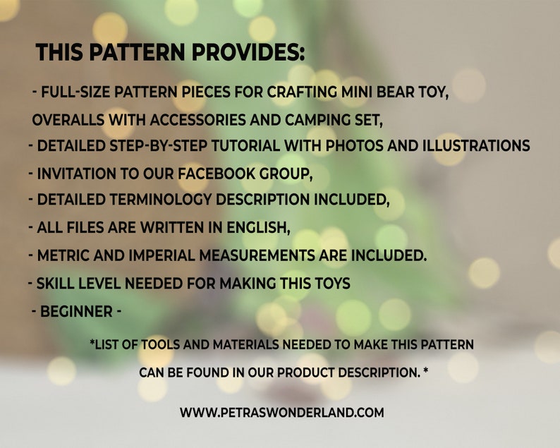 PDF Mini Teddy Bear Stuffed Animal Doll with Miniature Camping Tent Set Sewing Pattern and Tutorial Bundle, Beginner Skill Level, Diy Gift image 7