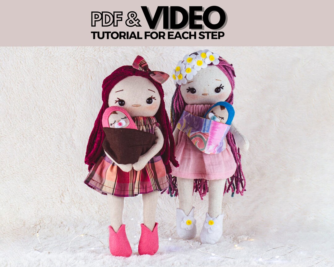 Cloth Doll Mom and Baby PDF Sewing Pattern &amp; Tutorial - Make DIY Rag ...