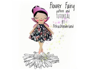 Flower Fairy Cloth Doll PDF Sewing Pattern and Tutorial 15“ tall with Instant Download by PetrasWonderland