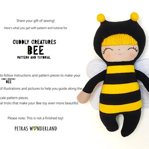 Bee Doll Sewing Pattern - PDF Plush Toy Tutorial, DIY Bumblebee Softie ...