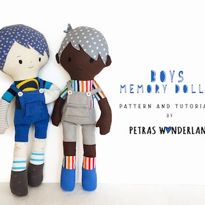 Modello di cucito per bambola di memoria in PDF, modello facile per bambola di pezza, bambola morbida realizzata con vestiti, tutorial di cucito per modello di bambola di stoffa, bambola fai da te